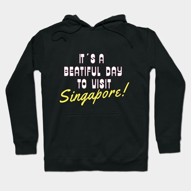 Singapore. White text. Gift ideas for the travel enthusiast. Hoodie by Papilio Art